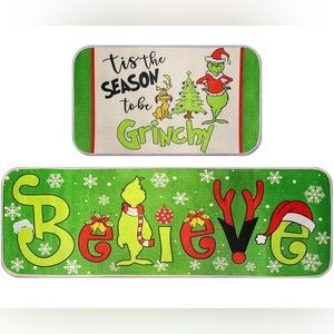 NEW Grinch Christmas Floor/ Entrance Kitchen Mats - 2 Piece Set
